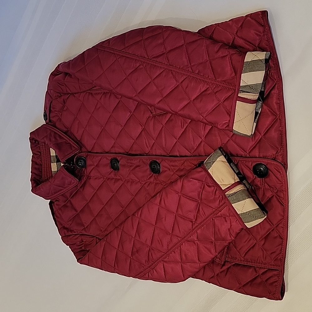 Burberry Girls Quilted Jacket Color: Burgundy Size: 10Year